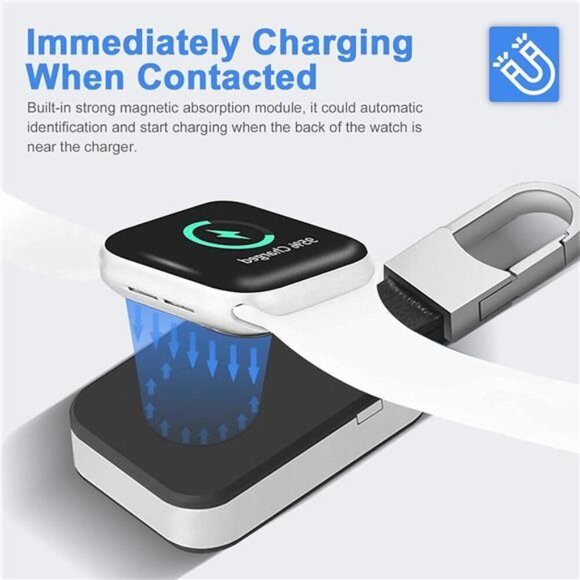 Portable Wireless Charger for Apple Watch, 1000mAh Magnetic Keychain Power Bank - Picture 4 of 7